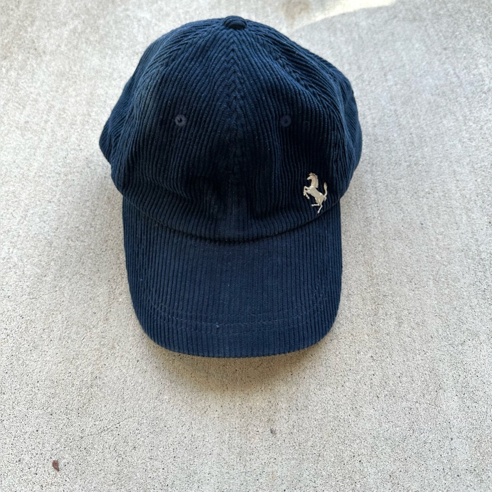 Vintage Ferrari Hat- Navy Blue Corduroy Cap